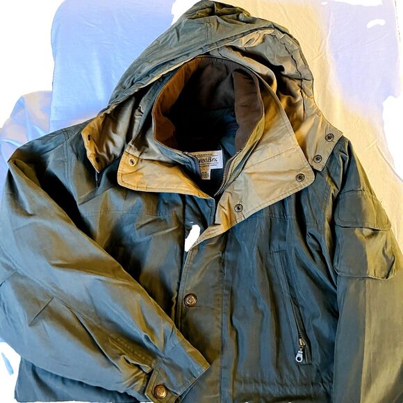 St Johns Bay Vintage Winter Jacket Removable Liner Hood Army Green Quilted M Men - Picture 6 of 16